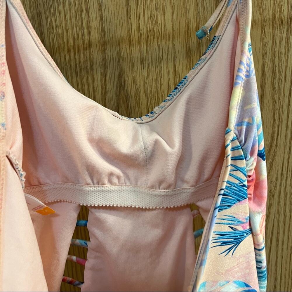 No Boundaries Juniors One Piece Tropical Swimsuit Size Medium 7 - 9 Halter Top - Picture 6 of 16